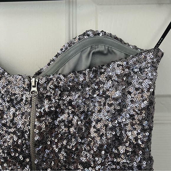 Silver Sequin Strapless Dress - Picture 8 of 8